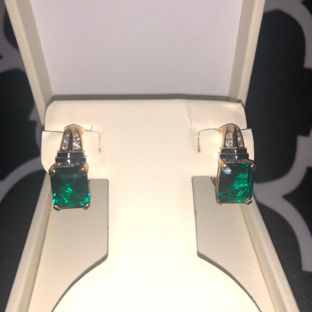 Large Emerald/Diamond earrings
